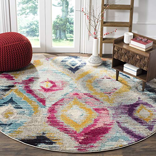 SAFAVIEH Boho Chic Teppich für Wohnzimmer, Esszimmer, Schlafzimmer - Monaco Collection, Kurzer Flor, Multi, 122 X 122 cm von Safavieh