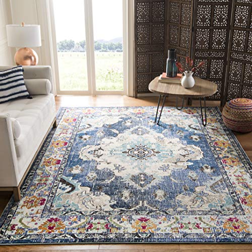 SAFAVIEH Boho Teppich für Wohnzimmer, Esszimmer, Schlafzimmer - Monaco Collection, Kurzer Flor, Violett und Hellblau, 244 X 305 cm von Safavieh