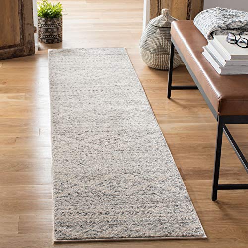 Safavieh Boho Chic Teppich für Wohnzimmer, Esszimmer, Schlafzimmer - Tulum Collection, Kurzer Flor, Elfenbein und Grau, 62 x 240 cm von Safavieh