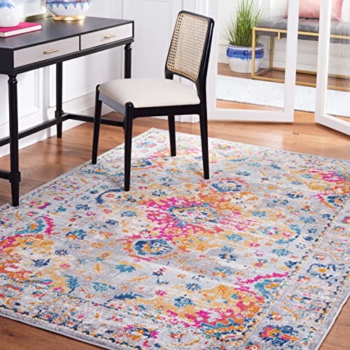 Safavieh Boho Teppich für Wohnzimmer, Esszimmer, Schlafzimmer, Madison Collection, Kurzer Flor, Grau und Fuchsia, 122 x 183 cm Safavieh Boho Teppich für Wohnzimmer, Esszimmer, Schlafzimmer, Madison Collection, Kurzer Flor, Grau und Fuchsia, 122 x 183 cm von Safavieh