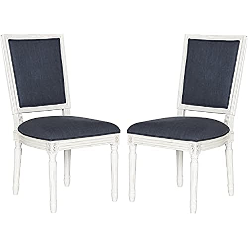 SAFAVIEH 2er Set Hölzernes Esszimmerstühle, Marineblau und Creme, 50 X 50 X 95 von Safavieh