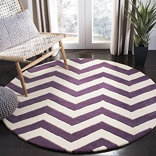 SAFAVIEH Zeitgenössische Teppich für Wohnzimmer, Esszimmer, Schlafzimmer - Chatham Collection, Kurzer Flor, Lila und Elfenbein, 213 X 213 cm von Safavieh