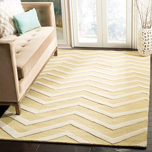 SAFAVIEH Zeitgenössische Teppich für Wohnzimmer, Esszimmer, Schlafzimmer - Cambridge Collection, Kurzer Flor, Helles Gold und Elfenbein, 152 X 244 cm von Safavieh
