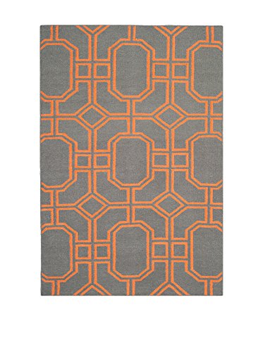 SAFAVIEH Zeitgenössische Teppich für Wohnzimmer, Esszimmer, Schlafzimmer - Dhurrie Collection, Kurzer Flor, Blau und Orange, 122 X 183 cm von Safavieh