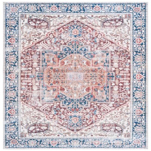 Safavieh Boho Chic Teppich für Wohnzimmer, Esszimmer, Schlafzimmer - Monaco Collection, Kurzer Flor, Rot und Blau, 90 x 150 cm von Safavieh