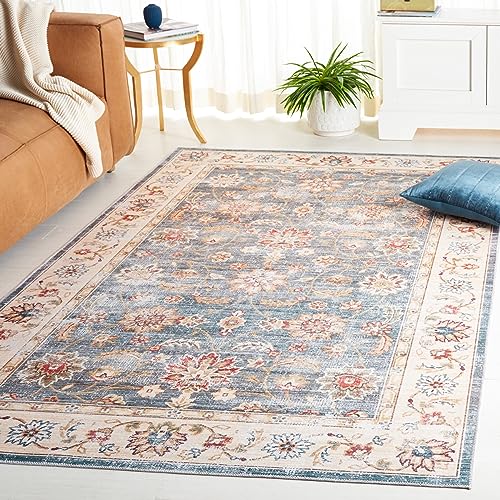 Safavieh Distressed Teppich für Maschinenwaschbar und rutschfest - Ideal für stark frequentierte Bereiche - Arizona Collection, Kurzer Flor, Grau und Elfenbein, 160 X 230 cm von Safavieh