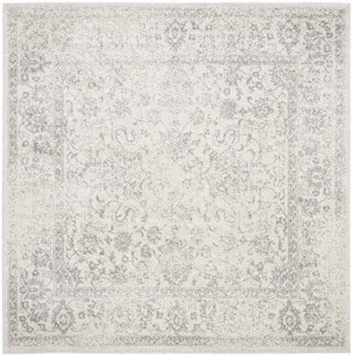 Safavieh Distressed Teppich für Wohnzimmer, Esszimmer, Schlafzimmer - Adirondack Collection, Kurzer Flor, Elfenbein und Silber, 160 x 160 cm von Safavieh
