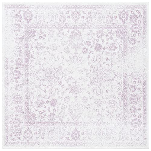 Safavieh Distressed Teppich für Wohnzimmer, Esszimmer, Schlafzimmer - Adirondack Collection, Kurzer Flor, Lila und Elfenbein, 183 X 183 cm von Safavieh