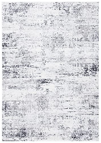 SAFAVIEH Distressed Vintage Teppich für Wohnzimmer, Esszimmer, Schlafzimmer - Adirondack Collection, Kurzer Flor, Schiefer und Elfenbein, 120 X 120 cm von Safavieh