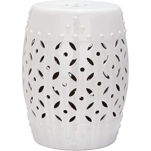 SAFAVIEH Modern Keramik Gartenhocker, Weiß, 35 X 35 X 45 von Safavieh
