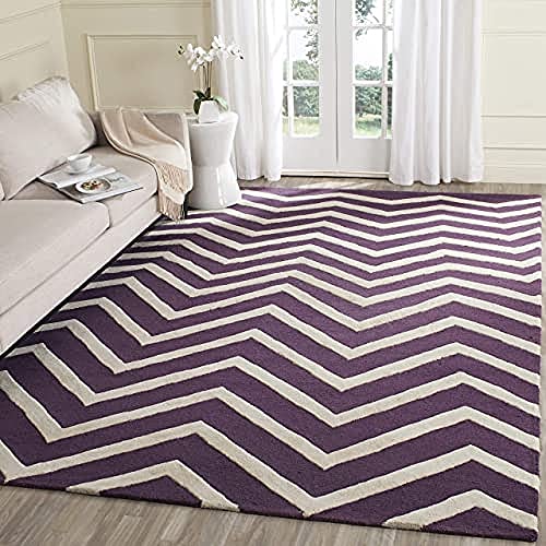 SAFAVIEH Zeitgenössische Teppich für Wohnzimmer, Esszimmer, Schlafzimmer - Cambridge Collection, Kurzer Flor, Lila und Elfenbein, 152 X 244 cm von Safavieh