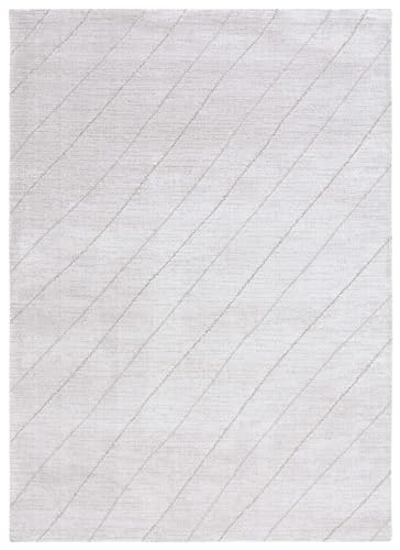 Safavieh Einfarbig Teppich für Wohnzimmer, Esszimmer, Schlafzimmer - Neptune Collection, Kurzer Flor, Elfenbein und Hellgrau, 152 X 229 cm von Safavieh