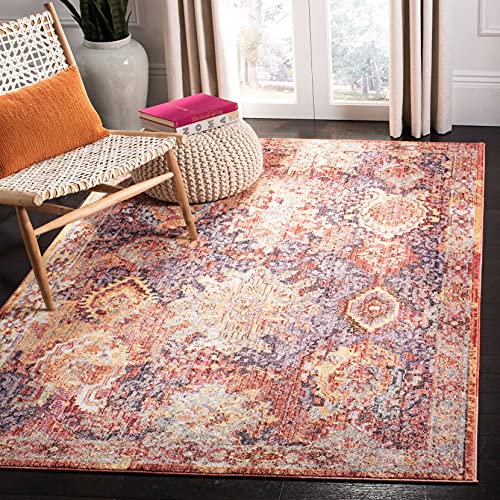 SAFAVIEH Trendige Neu Übergangsweise Teppich für Wohnzimmer, Esszimmer, Schlafzimmer - Bristol Collection, Kurzer Flor, Rost und Lavendel, 155 X 229 cm von Safavieh