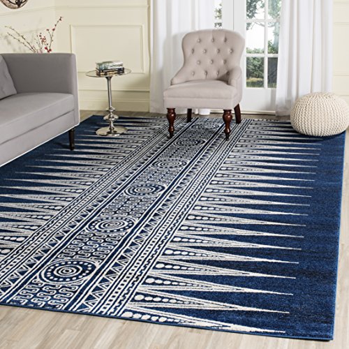 SAFAVIEH Übergangs-Teppich Wohnzimmer, Esszimmer, Schlafzimmer - Evoke Collection, Kurzer Flor, Royal und Elfenbein, 155 X 229 cm von Safavieh