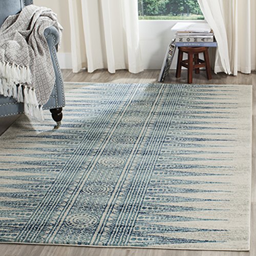 SAFAVIEH Traditionell Teppich für Wohnzimmer, Esszimmer, Schlafzimmer - Evoke Collection, Kurzer Flor, Elfenbein und Türkis, 155 X 229 cm von Safavieh