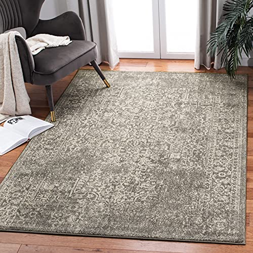SAFAVIEH Übergangs Teppich für Wohnzimmer, Esszimmer, Schlafzimmer - Evoke Collection, Kurzer Flor, Silber und Elfenbein, 155 X 229 cm von Safavieh