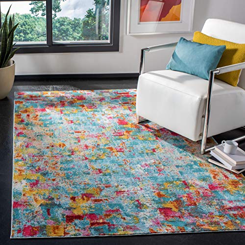 SAFAVIEH Modern Teppich für Wohnzimmer, Esszimmer, Schlafzimmer - Luxor Collection, Kurzer Flor, Aqua und Fuchsia, 122 X 183 cm SAFAVIEH Modern Teppich für Wohnzimmer, Esszimmer, Schlafzimmer - Luxor Collection, Kurzer Flor, Aqua und Fuchsia, 122 X 183 cm von Safavieh