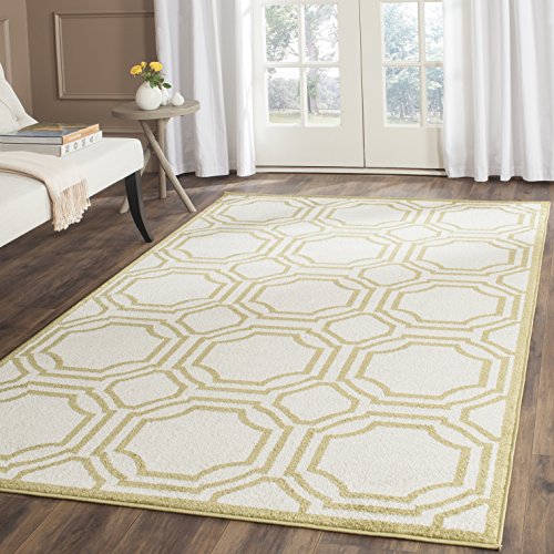 SAFAVIEH Geometrisch Drinnen & Draussen - Amherst Collection, Kurzer Flor, Elfenbein und Hellgrün, 122 X 183 cm von Safavieh