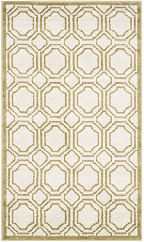 SAFAVIEH Geometrisch Drinnen & Draussen - Amherst Collection, Kurzer Flor, Elfenbein und Hellgrün, 76 X 122 cm von Safavieh