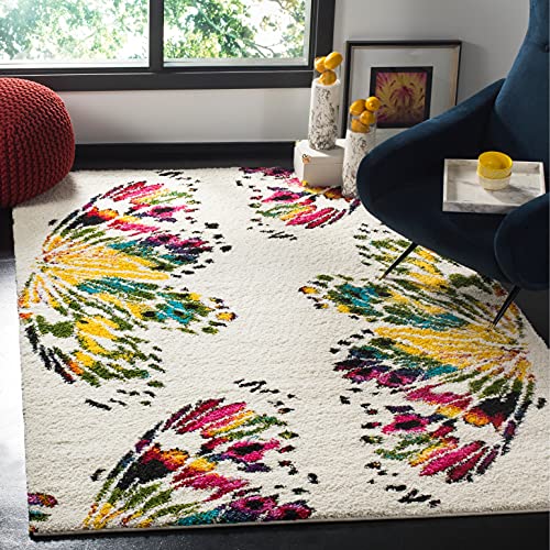 Safavieh Fiesta Shag Collection FSG368A Cream and Multi (9' x 12') Area Rug von Safavieh