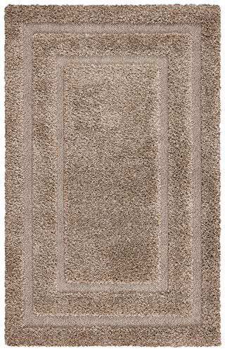 SAFAVIEH Zottelig Teppich für Wohnzimmer, Esszimmer, Schlafzimmer - Florida Shag Collection, Hoher Flor, Beige und Beige, 99 X 160 cm von Safavieh