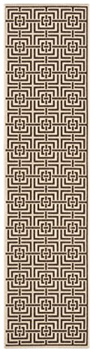 Safavieh BHS128 Geometrisch Teppich für Drinnen & Draussen-Beachhouse Collection, Kurzer Flor, Creme, 61 X 244 cm, Polypropylen (PP), Cremefarben/Braun von Safavieh