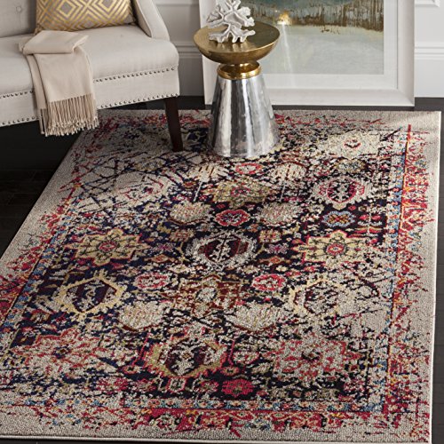 SAFAVIEH Boho Chic Teppich für Wohnzimmer, Esszimmer, Schlafzimmer - Monaco Collection, Kurzer Flor, Grau und Multi, 122 X 170 cm von as - Schwabe