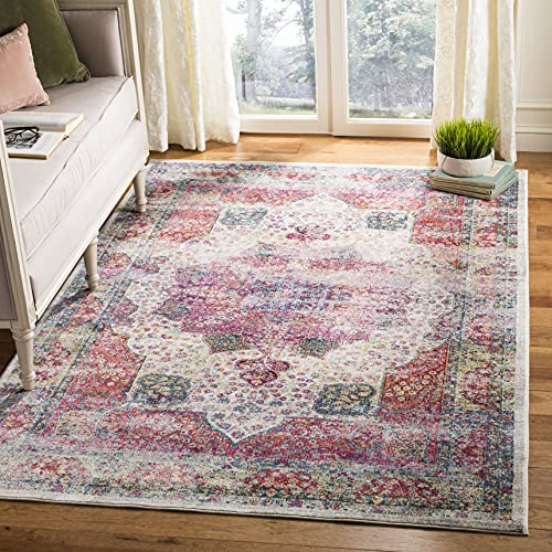 SAFAVIEH Traditionell Teppich für Wohnzimmer, Esszimmer, Schlafzimmer - Merlot Collection, Kurzer Flor, Creme und Multi, 122 X 183 cm von Safavieh