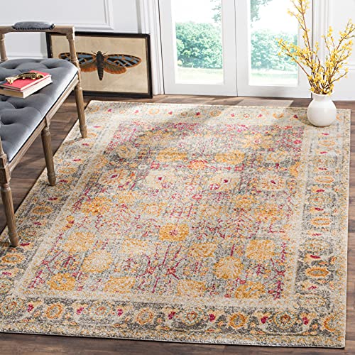 SAFAVIEH Traditionell Teppich für Wohnzimmer, Esszimmer, Schlafzimmer - Granada Collection, Kurzer Flor, Hellgrau und Multi, 155 X 229 cm SAFAVIEH Traditionell Teppich für Wohnzimmer, Esszimmer, Schlafzimmer - Granada Collection, Kurzer Flor, Hellgrau und Multi, 155 X 229 cm von Safavieh
