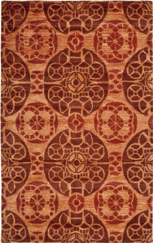 SAFAVIEH Medaillon Teppich für Wohnzimmer, Esszimmer, Schlafzimmer - Wyndham Collection, Kurzer Flor, Zimt, 122 X 183 cm von Safavieh