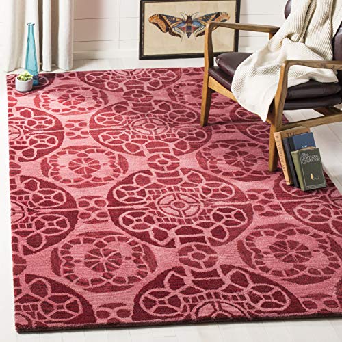 SAFAVIEH Medaillon Teppich für Wohnzimmer, Esszimmer, Schlafzimmer - Wyndham Collection, Kurzer Flor, Rot, 122 X 183 cm von Safavieh