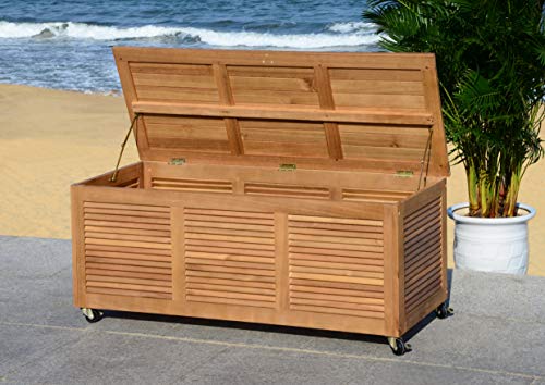 Safavieh Hölzernes Aufbewahrungsbox für den Außenbereich, Neutral, 71 X 45 X 95 von Safavieh
