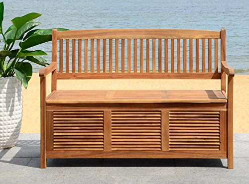 Safavieh Hölzernes Außen-Bank, Neutral, 66 X 85 X 113 von Safavieh