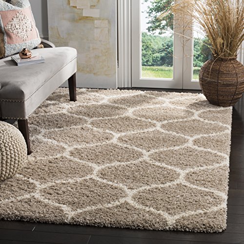 Safavieh SGH280S Zottelig Teppich für Wohnzimmer, Esszimmer, Schlafzimmer-Hudson Shag Collection, Hoher Flor, Beige und Elfenbein, 155 X 229 cm, Polypropylen, 5'1" x 7'6" von Safavieh