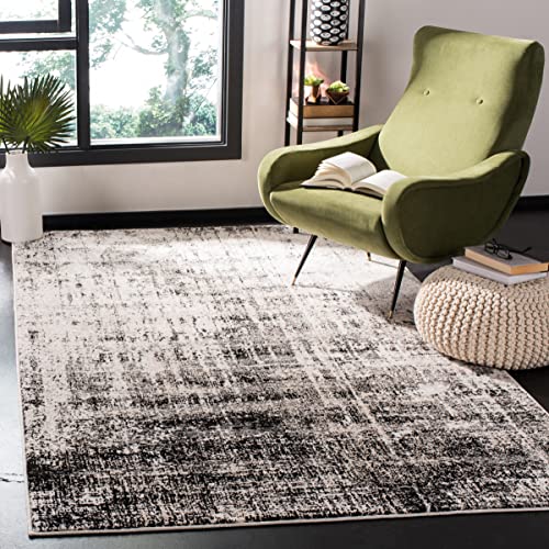 SAFAVIEH Modern abstrakt Teppich für Wohnzimmer, Esszimmer, Schlafzimmer - Adirondack Collection, Kurzer Flor, Silber und Schwarz, 91 X 152 cm von Safavieh