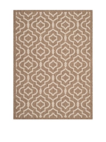 SAFAVIEH Spalier Teppich für Drinnen & Draussen - Courtyard Collection, Kurzer Flor, Braun und Knochen, 122 X 170 cm von Safavieh