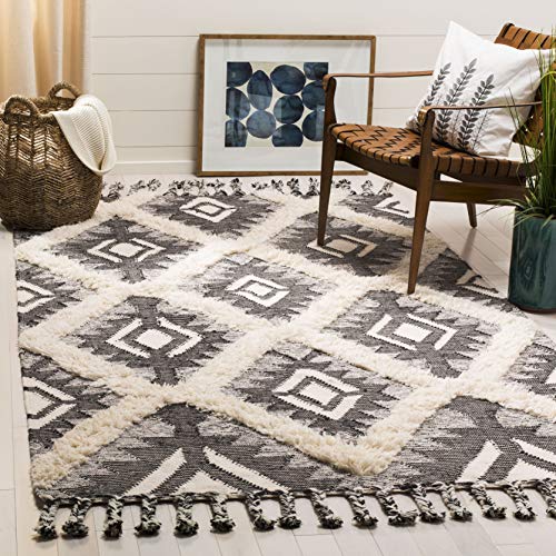 SAFAVIEH Boho Teppich für Wohnzimmer, Esszimmer, Schlafzimmer - Kenya Collection, Hoher Flor, Schwarz und Elfenbein, 183 X 274 cm SAFAVIEH Boho Teppich für Wohnzimmer, Esszimmer, Schlafzimmer - Kenya Collection, Hoher Flor, Schwarz und Elfenbein, 183 X 274 cm von Safavieh