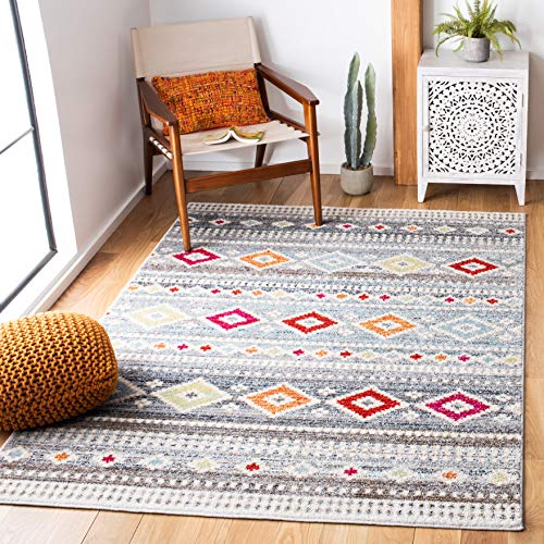 SAFAVIEH Global Wohnzimmer, Esszimmer, Schlafzimmer - Adirondack Collection, Kurzer Flor, Hellgrau und Elfenbein, 91 X 152 cm von Safavieh