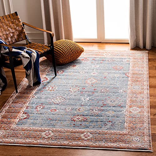 Safavieh Zeitgenössischer Klassiker Teppich für Wohnzimmer, Esszimmer, Schlafzimmer - Kenitra Collection, Kurzer Flor, Blau und rot, 122 X 183 cm von Safavieh