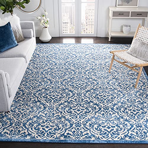 SAFAVIEH Traditionell Teppich für Wohnzimmer, Esszimmer, Schlafzimmer - Brentwood Collection, Kurzer Flor, Marine und Creme, 201 X 201 cm von Safavieh