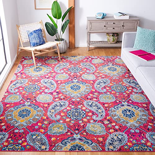 SAFAVIEH Moderner Schick Teppich für Wohnzimmer, Esszimmer, Schlafzimmer - Madison Collection, Kurzer Flor, Fuchsia und Gold, 201 X 279 cm von Safavieh