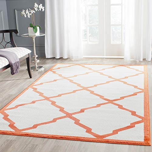 SAFAVIEH Spalier Teppich für Drinnen & Draussen - Amherst Collection, Kurzer Flor, Beige und Orange, 122 X 183 cm von Safavieh