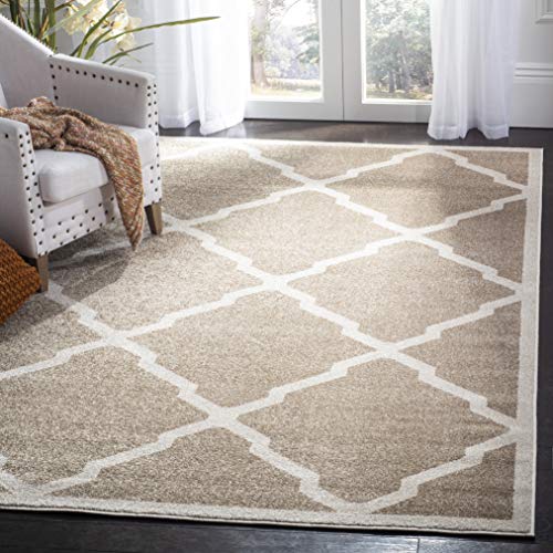 SAFAVIEH Spalier Teppich für Drinnen & Draussen - Amherst Collection, Kurzer Flor, Weizen und Beige, 213 X 213 cm von Safavieh