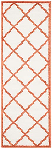 SAFAVIEH Spalier Teppich für Drinnen & Draussen - Amherst Collection, Kurzer Flor, Beige und Orange, 69 X 213 cm von Safavieh