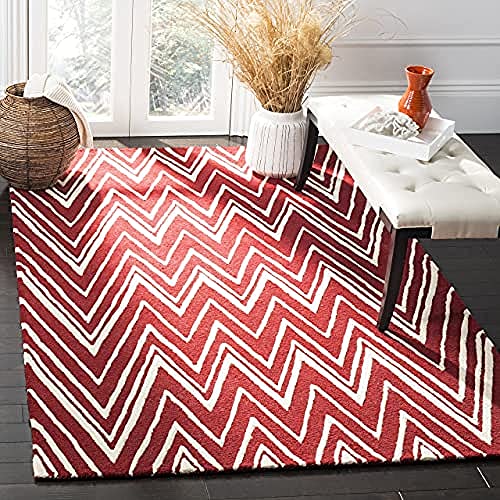 SAFAVIEH Modern Teppich für Wohnzimmer, Esszimmer, Schlafzimmer - Cambridge Collection, Kurzer Flor, Rot und Elfenbein, 122 X 183 cm von Safavieh