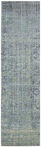 SAFAVIEH Metro-Mod Teppich für Wohnzimmer, Esszimmer, Schlafzimmer - Mystique Collection, Kurzer Flor, Grün und Multi, 69 X 244 cm von Safavieh