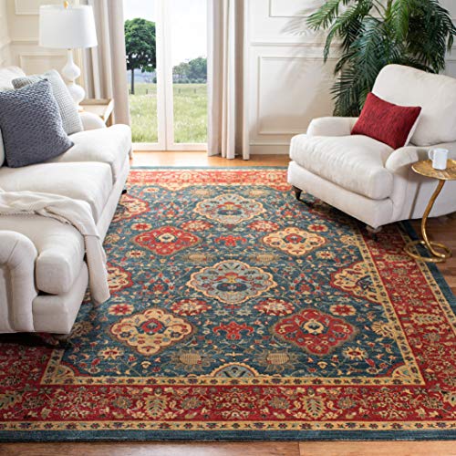 Safavieh MAH655C Traditionell Teppich für Wohnzimmer, Esszimmer, Schlafzimmer-Mahal Collection, Kurzer Flor, Marineblau und Rot, 201 X 279 cm, Polypropylen (PP) von Safavieh