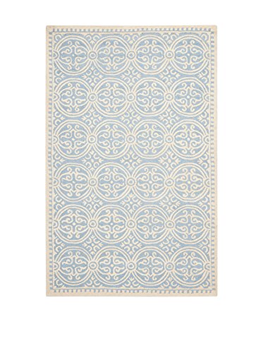 SAFAVIEH Medaillon Teppich für Wohnzimmer, Esszimmer, Schlafzimmer - Cambridge Collection, Kurzer Flor, Hellblau und Elfenbein, 152 X 244 cm von Safavieh