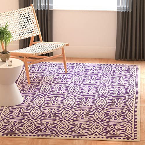 SAFAVIEH Medaillon Teppich für Wohnzimmer, Esszimmer, Schlafzimmer - Cambridge Collection, Kurzer Flor, Lila und Elfenbein, 152 X 244 cm von Safavieh