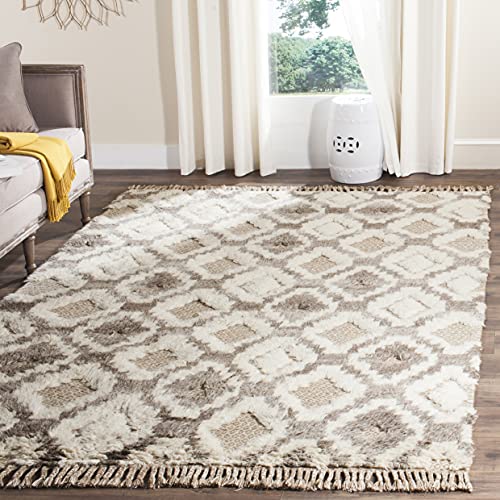 Safavieh Marokkanisch inspiriert Teppich für Wohnzimmer, Esszimmer, Schlafzimmer - Kenya Collection, Hoher Flor, Natürlich, 183 X 274 cm von Safavieh
